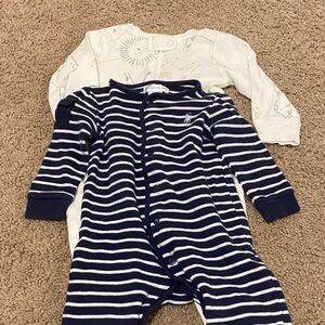 6mo Striped Navy and White Kids One Piece